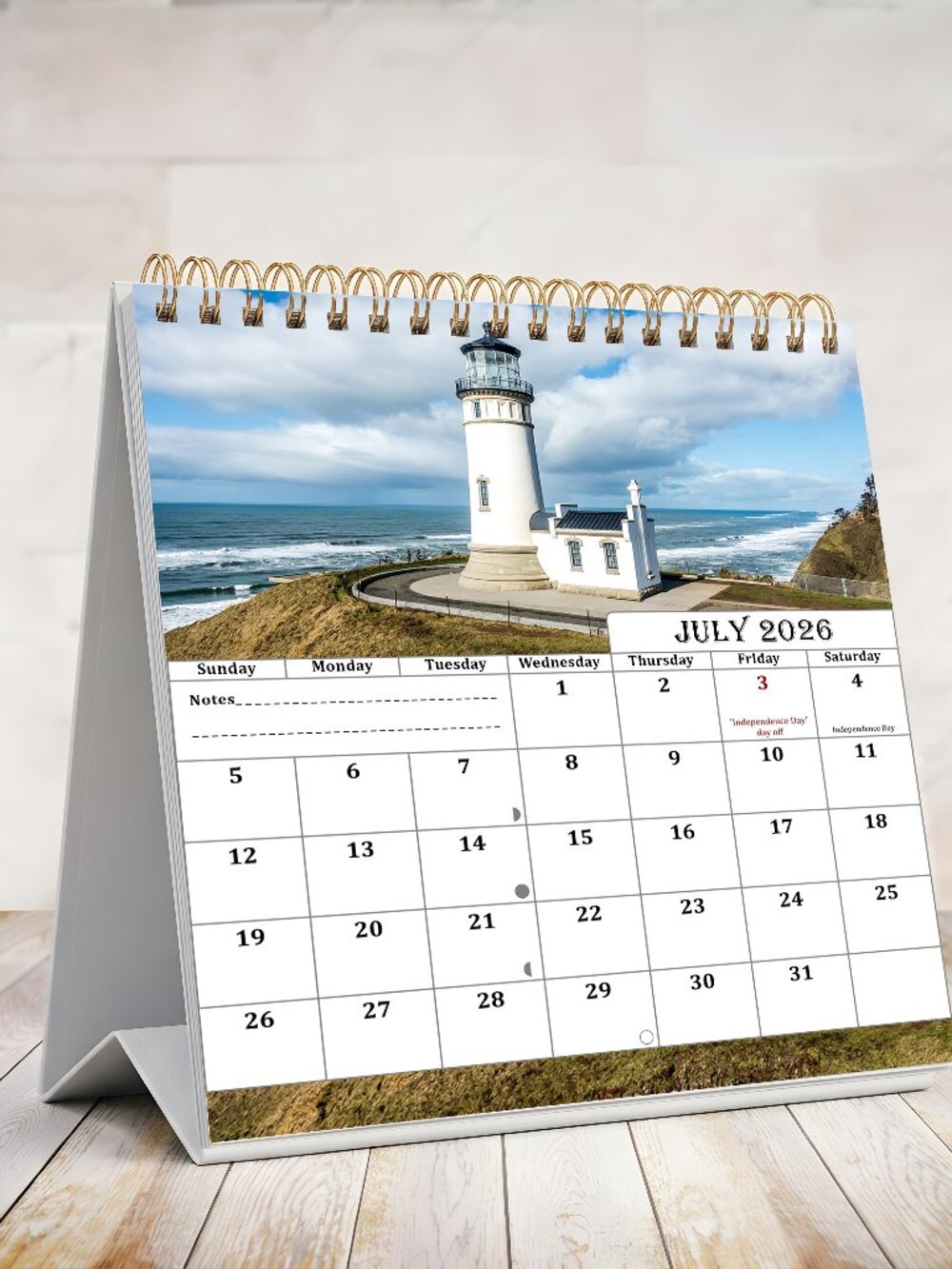 2026-2027 18 Months Standing Flip Desk Calendar Desktop Planner (Lighthouses)